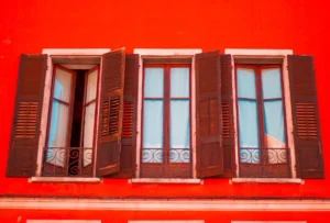 Red french windows
